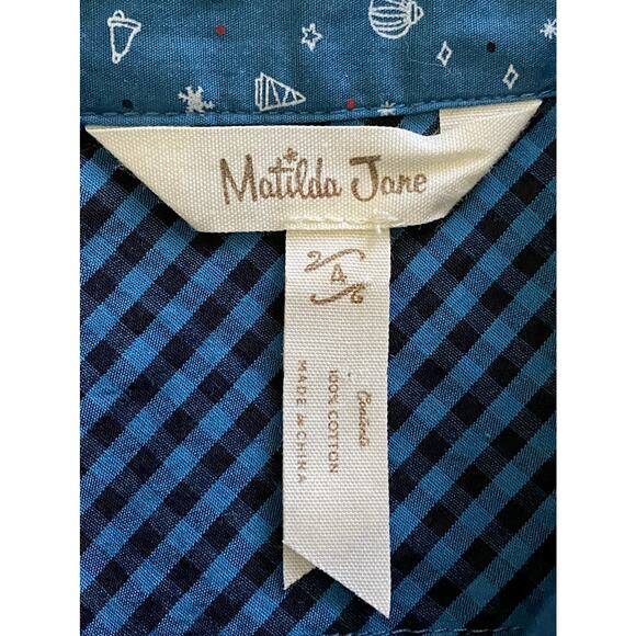 NEW Matilda Jane Choose Your Own Path Jack Frost Blue Black Holiday Shirt 4 - Picture 7 of 9